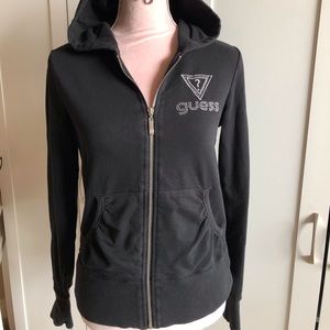 Guess black zippered hoodie size Large